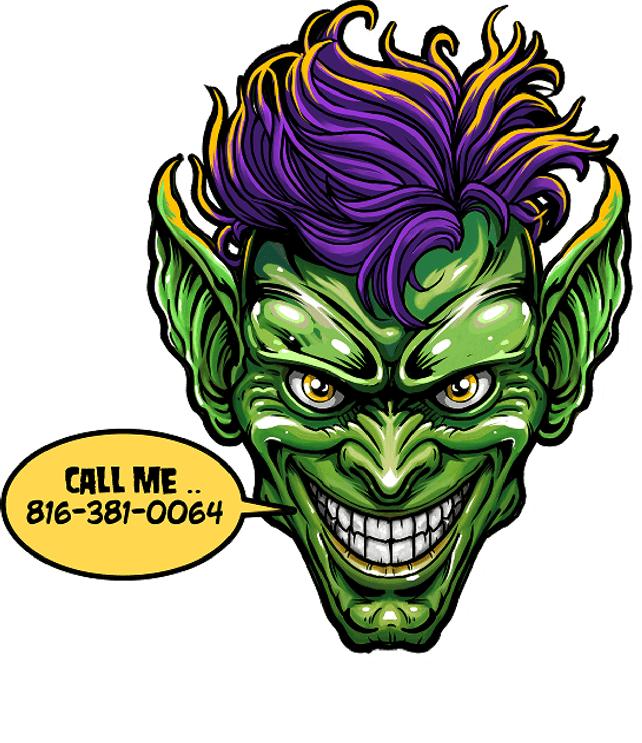 Lawn Goblin call us graphic